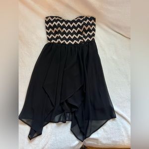 Strapless dress black and gold Small